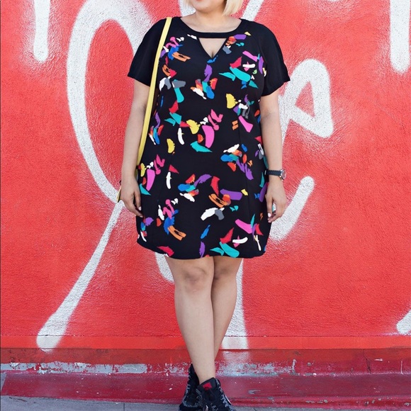 City Chic Dresses & Skirts - Paint Stroke Graffiti Shift Dress